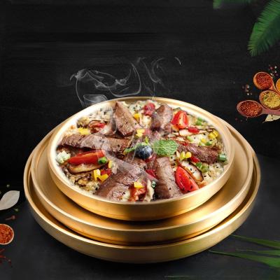 China Viable double wall for restaurant household insulation barbecue dish charger Korean gold thin layers for sale