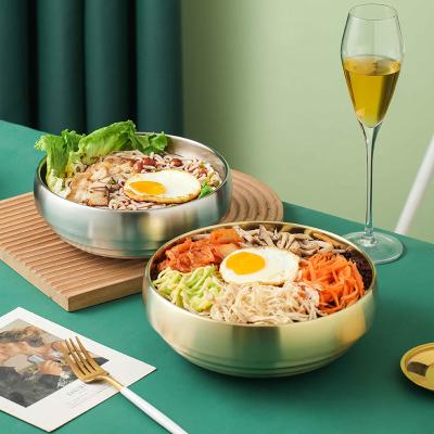 China Best Viable Korean Kitchens Pay Attention Double Layer Commercial Trolley Rolls Nordic Style Metal Gold Bowl for sale