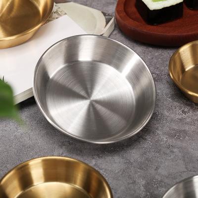 China Sustainable Drizzle Sauce Dish Stainless Steel Soy Tomato Salt Spices Flavor Condiment BBQ Plates Dishes For Restaurant for sale