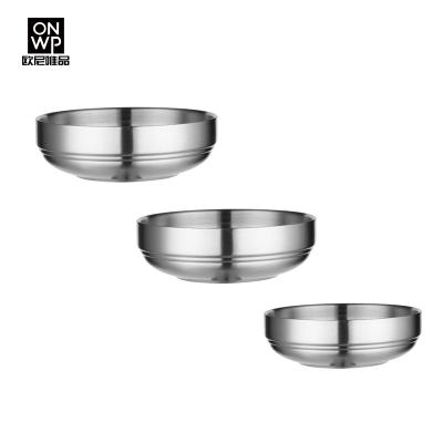 China Sustainable Restaurant Cares Kimchi Korean Tease Round Dish Platter Dishes Simple Metal Tray Tray Buffet Catering Stainless Steel Dish All-Season for sale