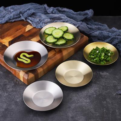 China Sustainable Korean Creative Square 304 Steel Plate Dish Stainless Steel Plate Barbecue Sauce Dish BBQ Shop Cutlery Pickle Dish Barbecue Shop Cutlery Gold And Silver Metal for sale