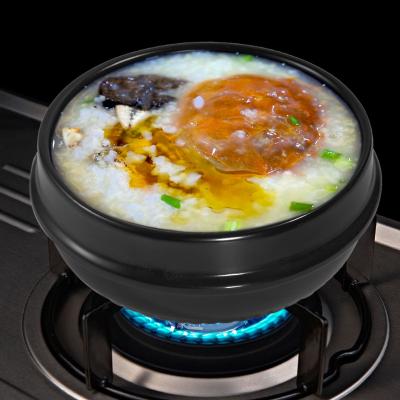 China Viable Korean Kitchen Cookware Black Ceramic Bowl Miso Soup Stew Casserole Fire Cooking Ceramic Pot Casserole With Base for sale