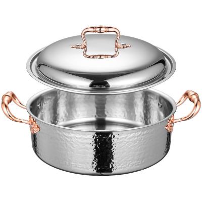 China Sustainable panelas jogo stainless steel gold plated color thickening material handmade high end restaurant hot pot cooking pots for sale