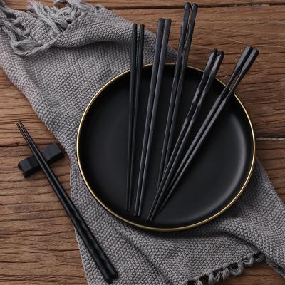 China Durable 10 Pair Non Slip Reusable Dishwasher Safe Chinese, Japanese, Korean Fiberglass Chopsticks Black Alloy Chopsticks for sale