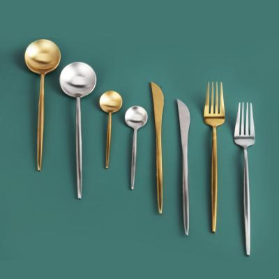 China Gold Royal Viable Restaurant Cutlery Restaurant Knife Spoon Fork Western Dinnerware Set Stainless Steel Flatware Sets Metal Opp Bag All-season for sale