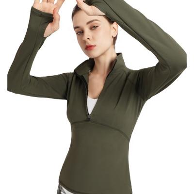 China LUlu Wholesale Solid Color Instock Breathable Yoga Use Top Long Sleeves Zip Up Yoga Fitness Vest To Wear Drawstring Top Color Women Crop Tops for sale