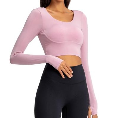 China Breathable Top Quality Sport Gym Fitness Sweat Logo Customize Yoga Top Tank Long Sleeve For Women for sale