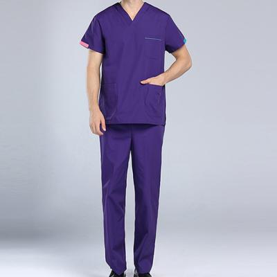 China Wholesale Medical Hospital Hospital Scrubs Spandex 4 Way Stretch Pocket V-Neck Top With Drawstring Pants Nursing Dental Uniform For Men for sale