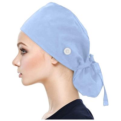 China Cotton Tank Top 2 Packs Working Hijab With Adjustable Button And Headband Working Caps For Women And Men Medical Head Cover for sale