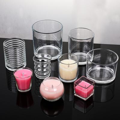 China Home Decor Unique Luxury Empty Minimalist Elegant Minimalist Christmas Wedding Jar Candle Vessels Candle Decoration Clear Glass Jars Bottle For Candles for sale