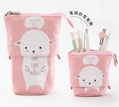 China Custom Cute Adjustable Cartoon Pencil Stand Transformer Pencil Pouch Bag Telescopic Stationery Pen Case Box With Zipper for sale