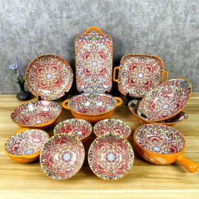 China Viable wholesale cheap bulk fancy design printing flower pattern restaurants dishes set ceramic tableware for sale for sale