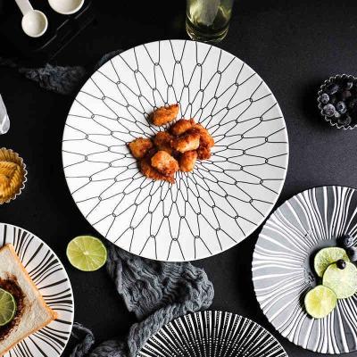 China Viable Unique Design Round Nordic Kitchen Tableware Sushi Salad Serving Ceramic Dinner Dishes Sets For Restaurant for sale