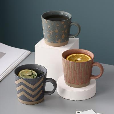 China Wholesale Viable Bulk Stoneware Tea Mugs Reactive Glazed Unique Customized Ceramic Coffee Mug With Logo for sale