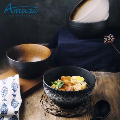 China Durable Unique Design Vintage Round Japanese Style Ceramic Soup Noggin Ramen Bowl For Restaurant Home for sale