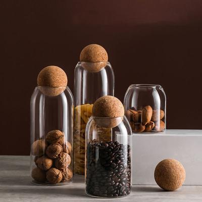 China Kitchen Food Glass Storage Airtight Jar Wholesale High Quality Cheap Food Canister Items Different Sizes With Cork for sale