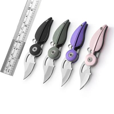 China Non-variable Aluminum Handle 3.7 Inch Uniquely Shaped Feather Pocket Knife For Gifts for sale