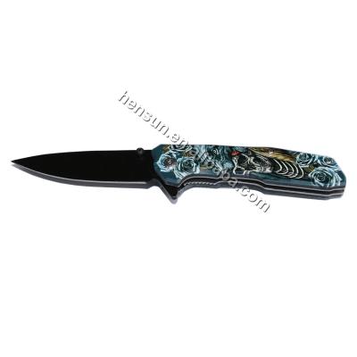 China Camping Non-variable Knife Combat Design Pattern Skull Wolf Outdoor Tool Pocket Survival Duty Tactical Hunting Folding Knives for sale