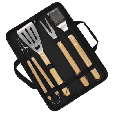 China China Selling Easily Cleaned Top 4 Pcs Portable Outdoor BBQ Grill Tool Kit With Nylon Bag for sale