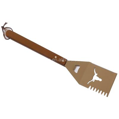 China China Factory Wholesale Custom Easily Cleaned BBQ Kitchen Stainless Steel Spatula With Wooden Handle for sale