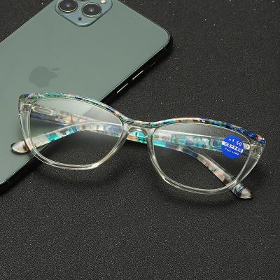 China Fashion Cat Eye Popular Trendy Women Shape Designed Plastic Blue Light Blocking Reading Glasses Spring Hinge Readers for sale