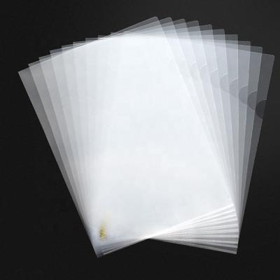 China Transparent sheet L shape office filing document top grade a4 size customized plastic pp folder for sale