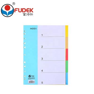 China Binding Paper 5 Pages Cards Label Color A4 11 Holes Index Paper Divider for sale