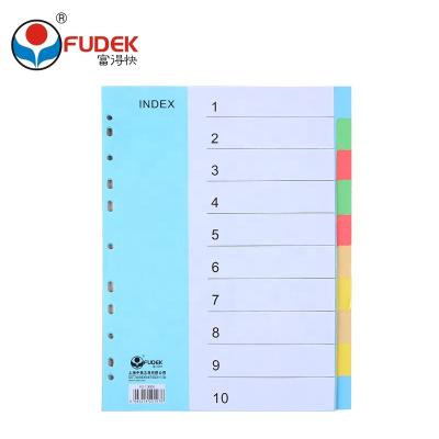 China Binding Paper 10 Pages Cards Label Color A4 11 Holes Index Paper Divider for sale