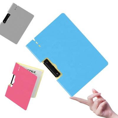 China A4 Custom Blank Foam Plastic PP Covered Waterproof Cover Metal Storage Folder Folding Foldable Clipboard for sale