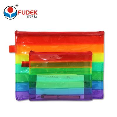 China Wholesale PVC Lady Paper Colorful Rainbow Folder Zipper Document Bag for sale