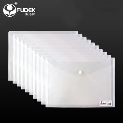 China Clear A4 Plastic PP White PVC Fudek China School Stationery Stationery Price Custom Printed Folder Custom Bag Thicken Folder Bag With Button for sale