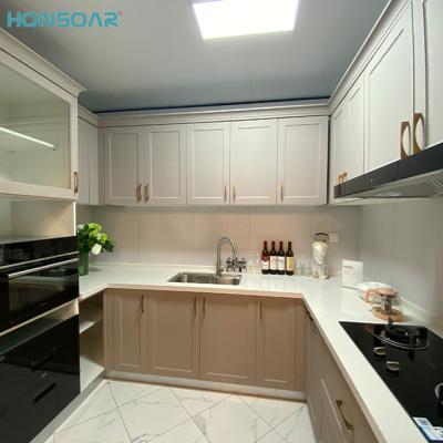 China Beautiful Modern Higher Design Gray Kitchen High Gloss Kitchen Cabinets From Honsoar Italy Made In China Factory Price Modern Design for sale