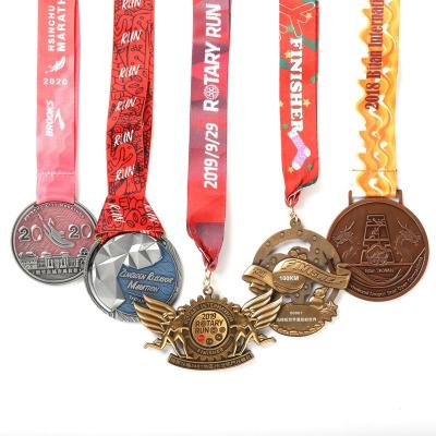 China Europe Free Logo Design Metal Medal Manufacture Gold Award Football Soccer Running Sport Custom Medals With Ribbon for sale