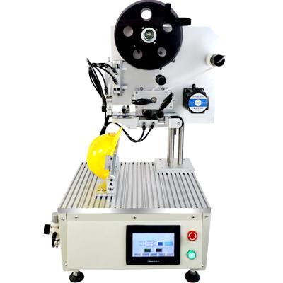 China Adjustable Semi Auto Manual Desktop Cover Filmed Pouch Labeling Machine with 76mm Roll ID for sale