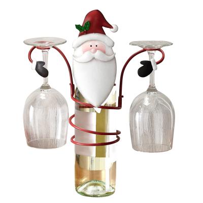 China Cloth Christmas Wine Glass Rack Merry Christmas Decor Snowman Wine Bottle Display Rack Cup Holder Festival Home Office for sale