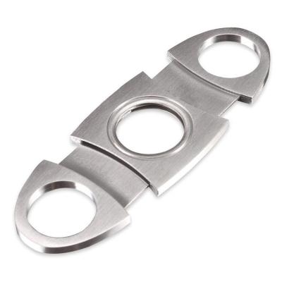 China Cigar Accessories Wholesale Cigar Cutter Money Round Double Stainless Steel Metal Handle Blade Cigar Cutter Knife for sale