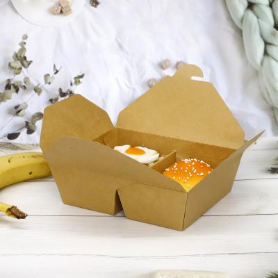 China Paper Disposable Takeaway Brown Box Packaging Lunch Box Fast Food Packaging for sale