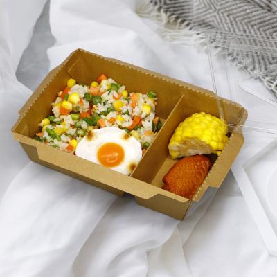 China Disposable Disposable Caterer Recycle Kraft Paper Lunch Box Food Box Packaging for sale