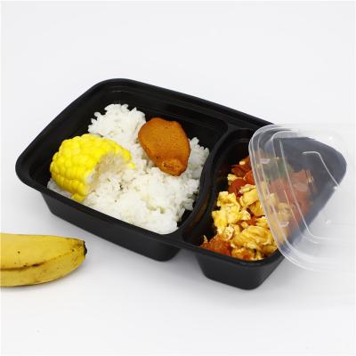 China Disposable Plastic Food Container Take Out Lunch Container 2 Cell Microwave Oven PP Food Container for sale