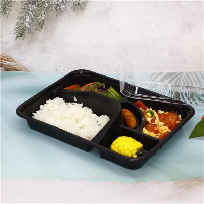 China Disposable PP Microwaved Plastic Food Container Takeaway Container Food Packaging 5 Grid With Lid for sale