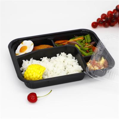 China Disposable Plastic Food Container PP Microwaved Rectangle 4 Compartment Take Away Food Container for sale