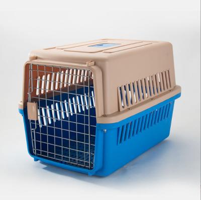 China Plastic Cargo Crate Carrier Pet Accessories Travel Pet Carrier Cage Good Quality Airplane Carry Box Dog Kennel Stored Transport Cage for sale