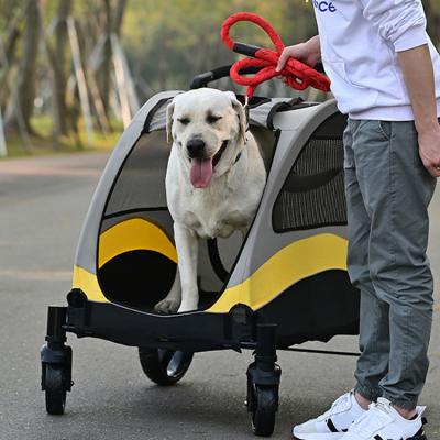 China Luxury Folding Dogs Pet Stroller For Dog Strollers Pet Trolley Carrier Outdoor Travel With Big Wheels for sale