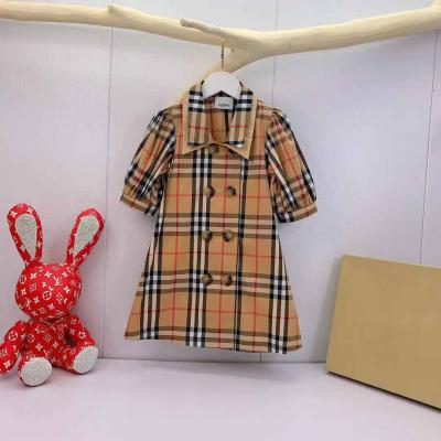 China Wholesale 2021 New Style Anti-Wrinkle Cotton Summer Dress Set Babies Casual Short Sleeve Plaid Breathable Comfortable Wear for sale