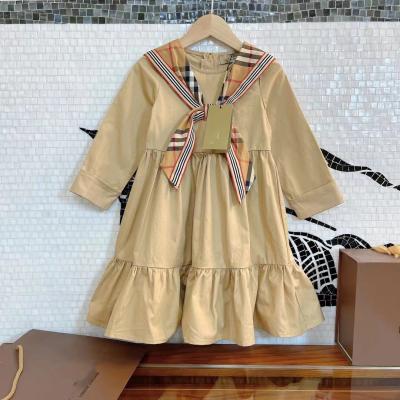 China 2021 New Style Fashion Kids Casual Baby Girls Clothes Wholesale Anti-wrinkle Autumn Long Sleeve O-Neck Dress With Shawl Set Costume Kids for sale