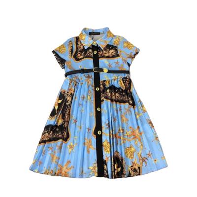 China Luxury Custom Made Children's Clothing Anti-Wrinkle Light 21 Summer Cotton Floral Girls Sleeveless Short Lapel Kids Dress Girls Clothing for sale