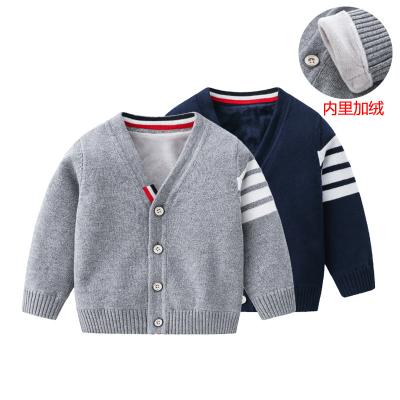 China Wholesale Anti Shrink Kids Wear Boys Autumn Style Fashion Sweater Baby Long Sleeve Plus Velvet Cardigan Girls Knitted Coats Clothes for sale