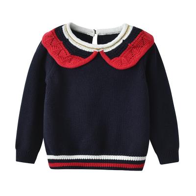 China Wholesale Anti-Shrinkage Children Wear Autumn Style Babies Long Sleeve Knitted Blouse Girls Clothes Lovely Doll Collar Sweaters for sale