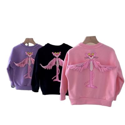 China 2021 new fashion autumn and winter anti-shrink girls plus velvet thicken long sleeve O-neck cartoon blouse hoodie warm children's sweatshirt for sale