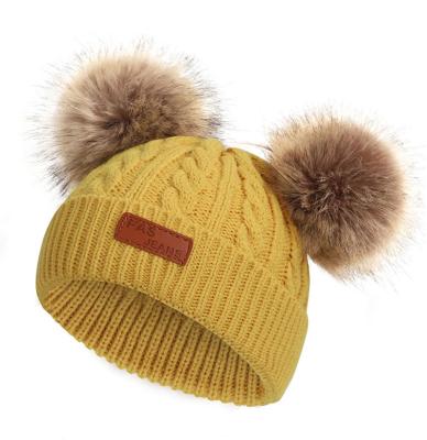 China 2021 High Quality Warm Boys Knitted Fox Hat Casual Little Girls Infant Kids Beanie Knit Wool Hat Winter Baby Girls Fashion Hats for sale